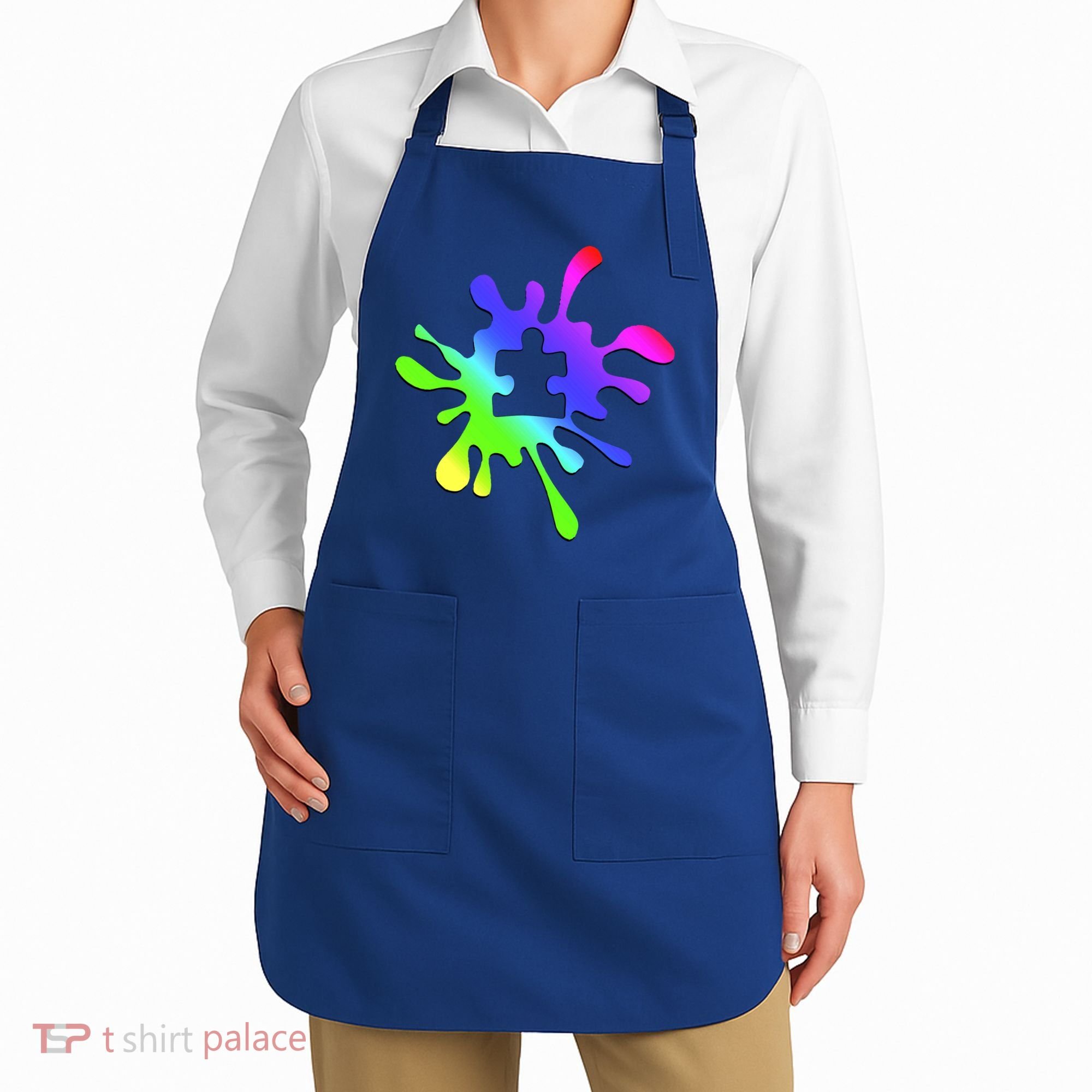 Autism Rainbow Puzzle Splatter  Apron