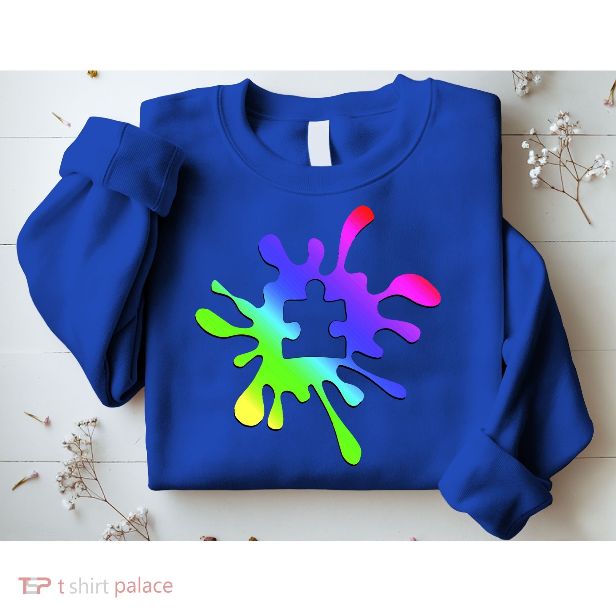 Autism Rainbow Puzzle Splatter  Sweatshirt