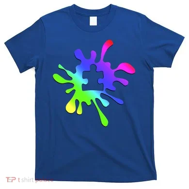 Autism Rainbow Puzzle Splatter  T-Shirt