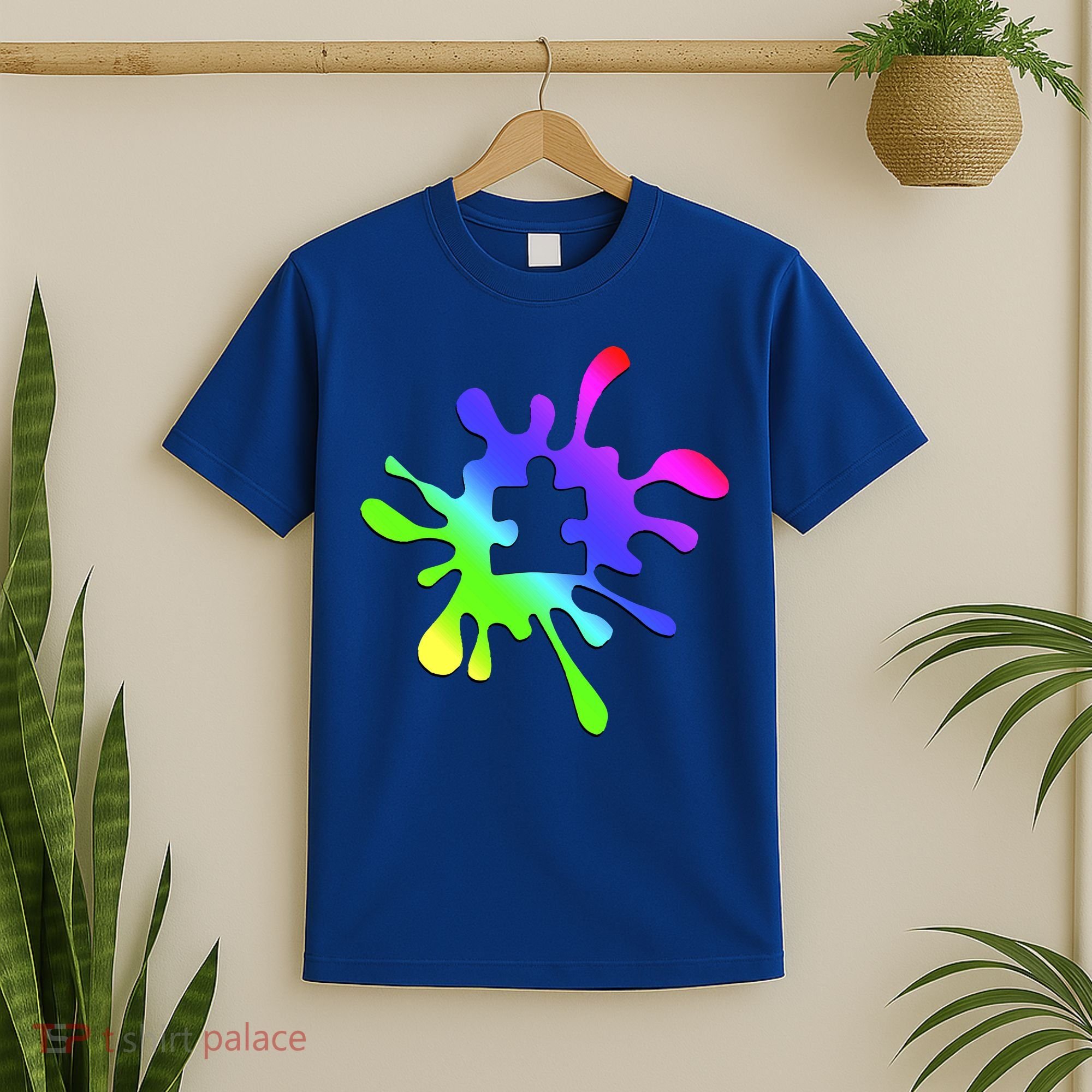 Autism Rainbow Puzzle Splatter  T-Shirt