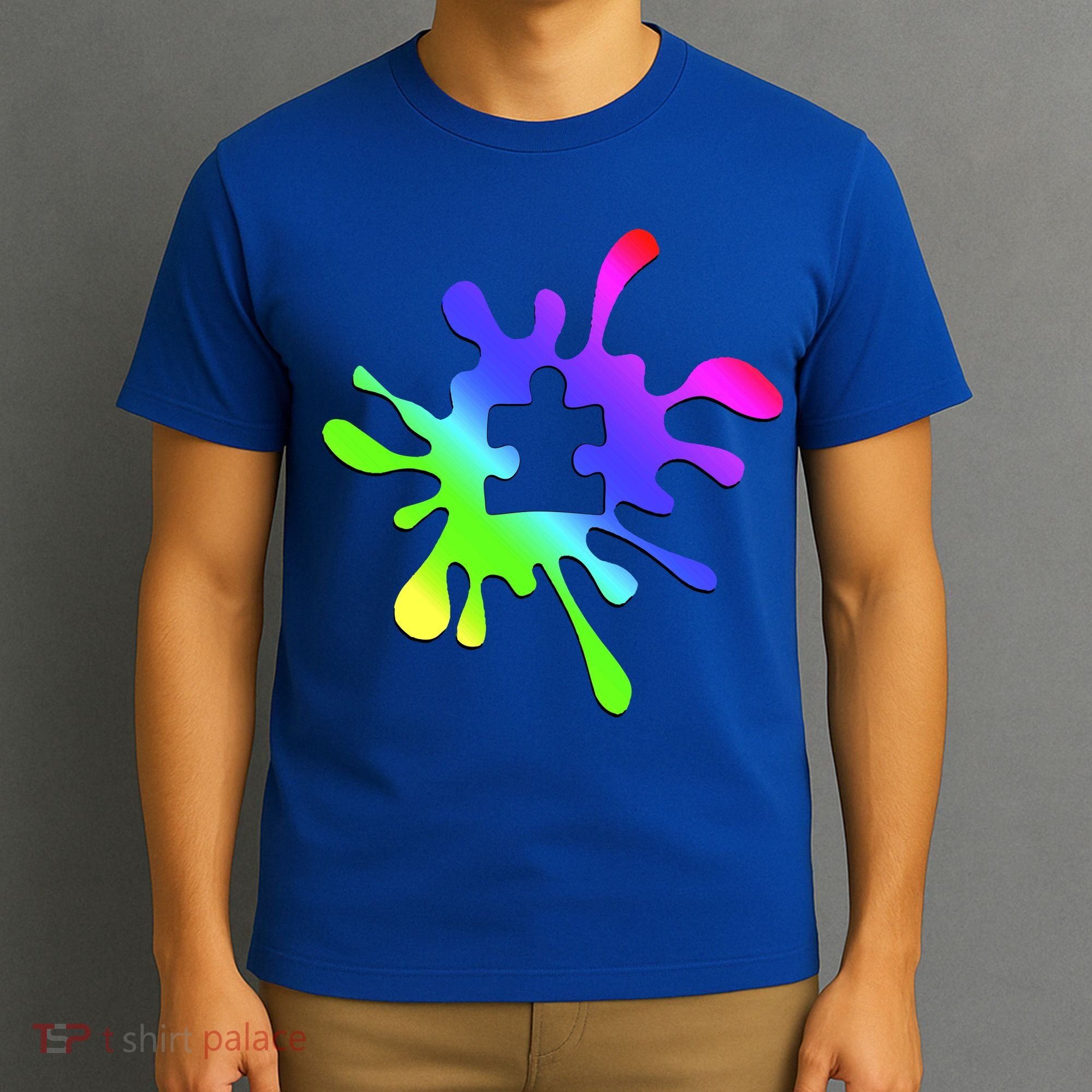 Autism Rainbow Puzzle Splatter  T-Shirt
