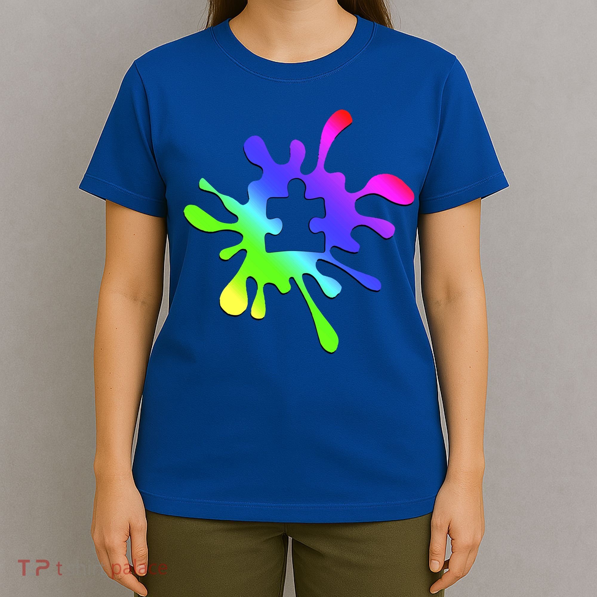 Autism Rainbow Puzzle Splatter  T-Shirt
