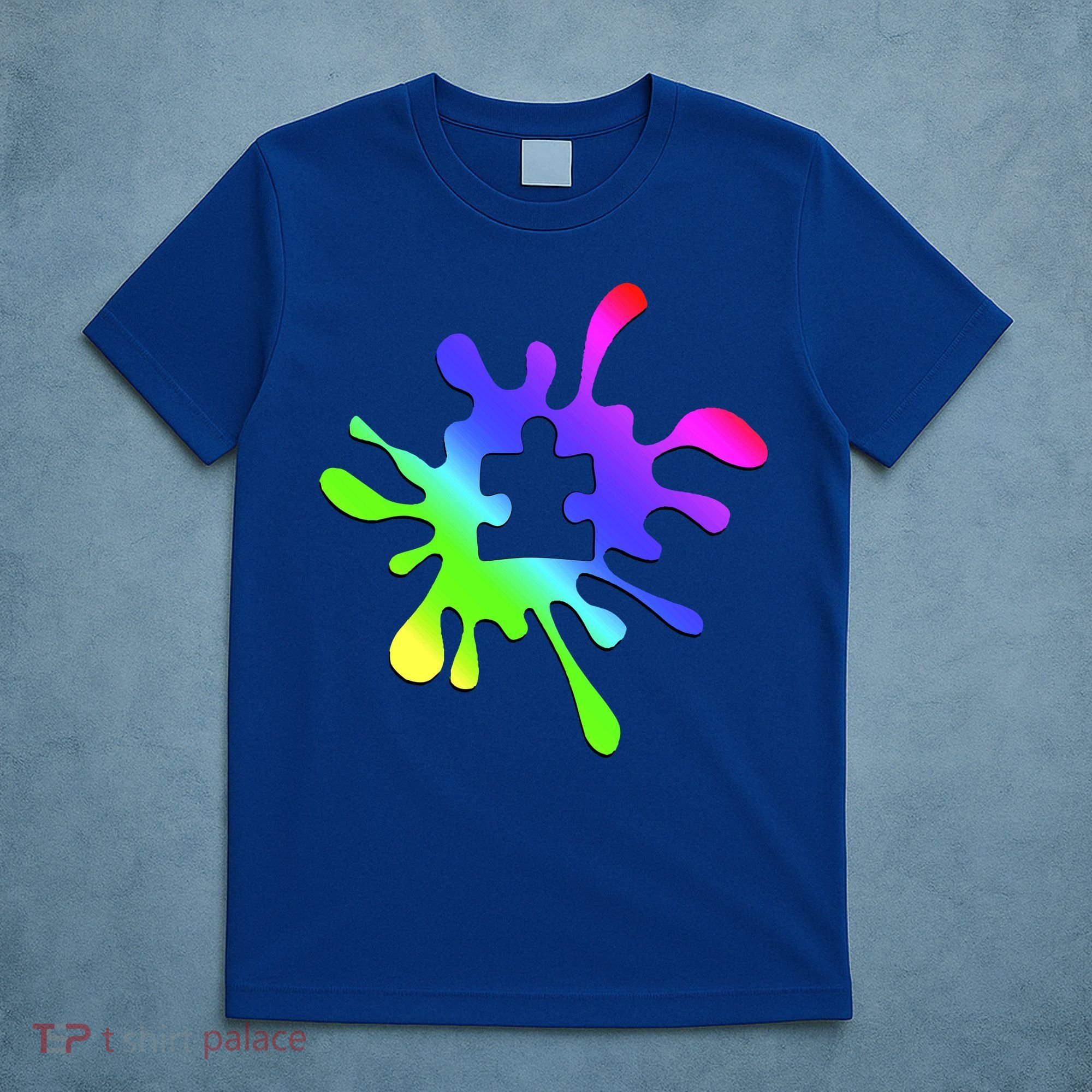 Autism Rainbow Puzzle Splatter  T-Shirt