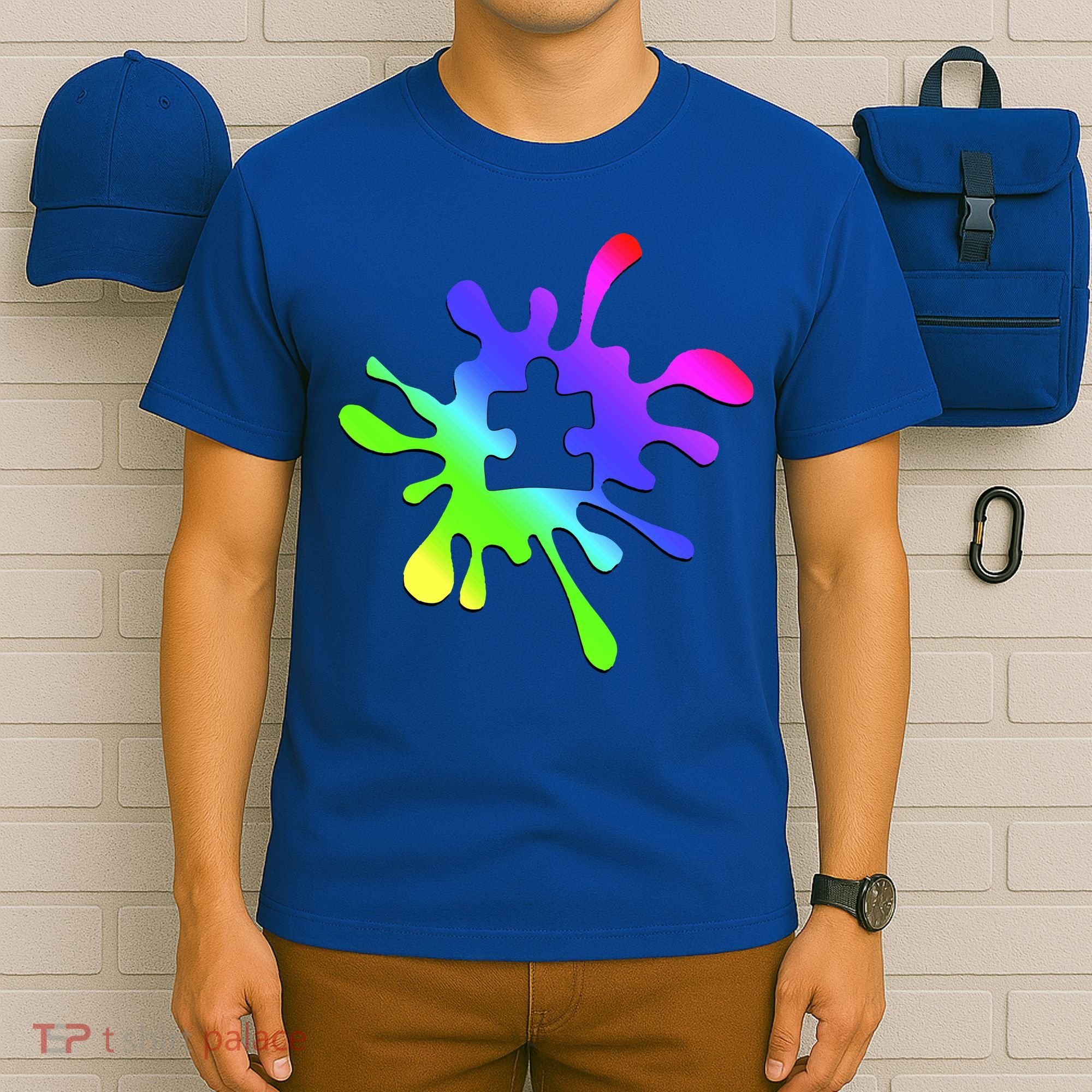 Autism Rainbow Puzzle Splatter  T-Shirt