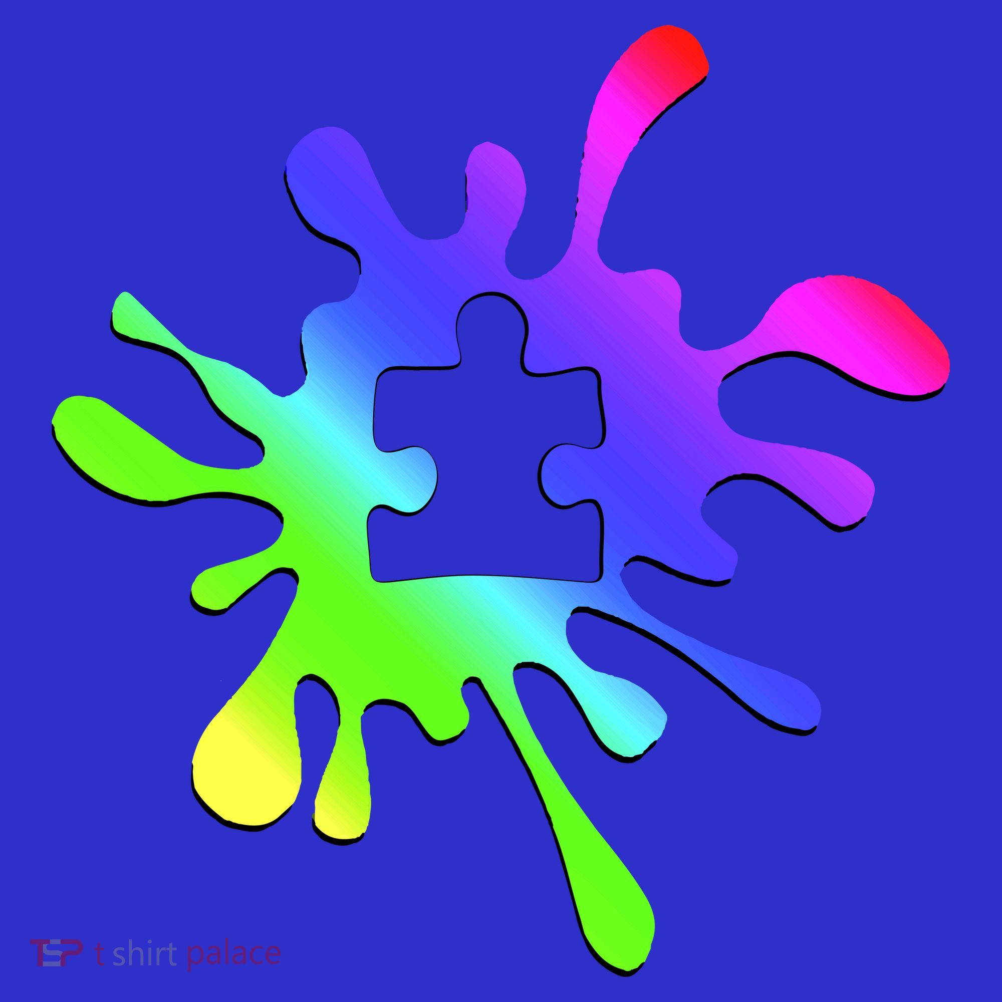 Autism Rainbow Puzzle Splatter  Button