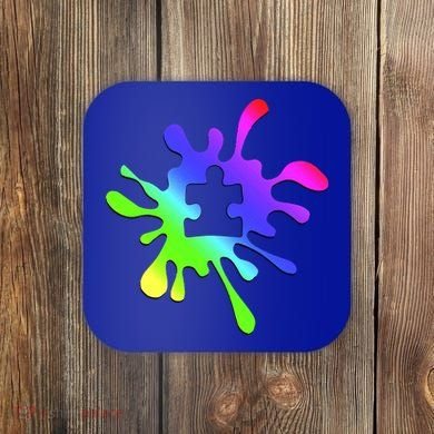 Autism Rainbow Puzzle Splatter  Coaster
