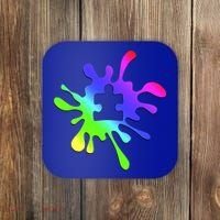 Autism Rainbow Puzzle Splatter  Coaster thumb 0