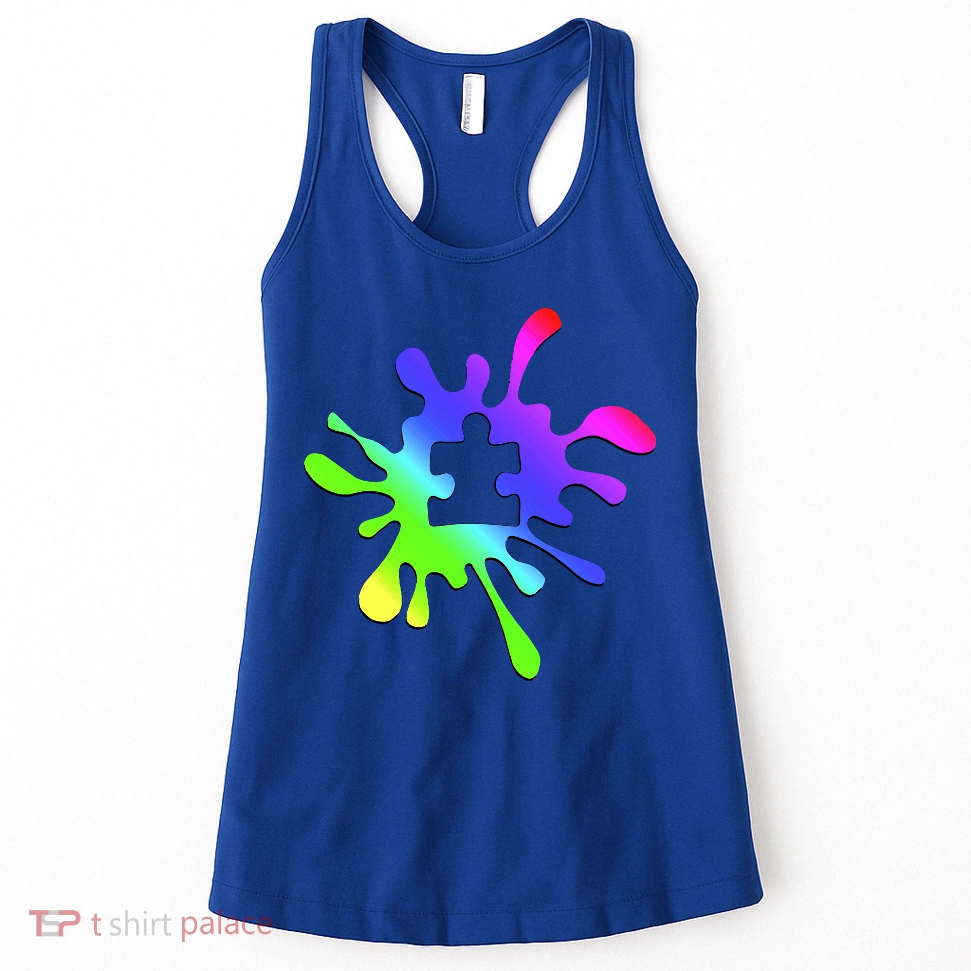 Autism Rainbow Puzzle Splatter  Women's Tank Top