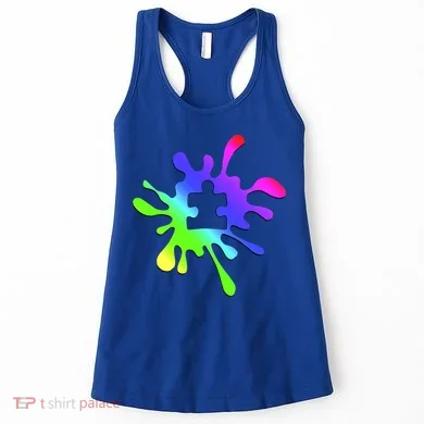 Autism Rainbow Puzzle Splatter  Women's Tank Top