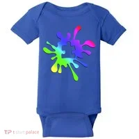 Autism Rainbow Puzzle Splatter  Baby Bodysuit thumb 0
