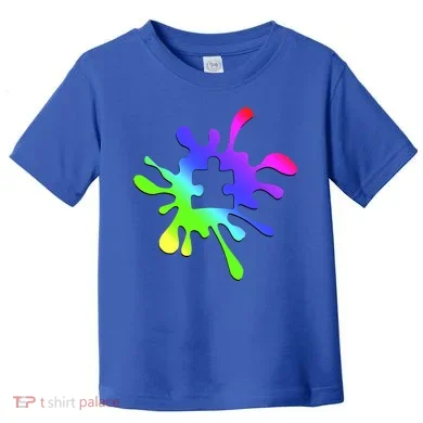 Autism Rainbow Puzzle Splatter Toddler T-Shirt