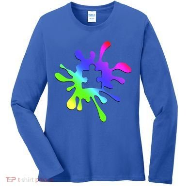 Autism Rainbow Puzzle Splatter  Women's Long Sleeve Shirt