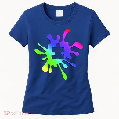 Autism Rainbow Puzzle Splatter Women's T-Shirt