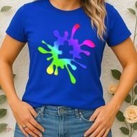 Autism Rainbow Puzzle Splatter  Women's T-Shirt thumb 2