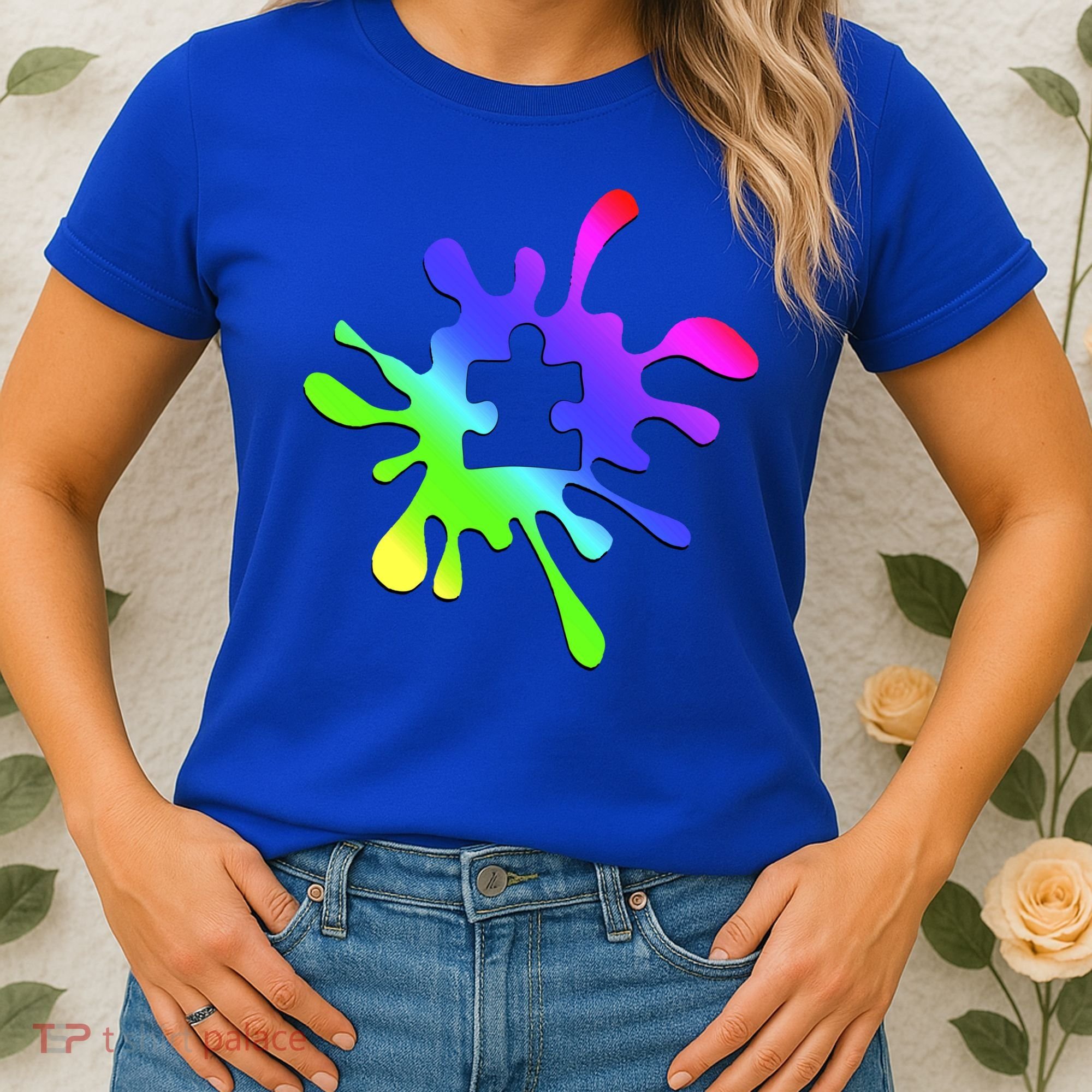 Autism Rainbow Puzzle Splatter  Women's T-Shirt