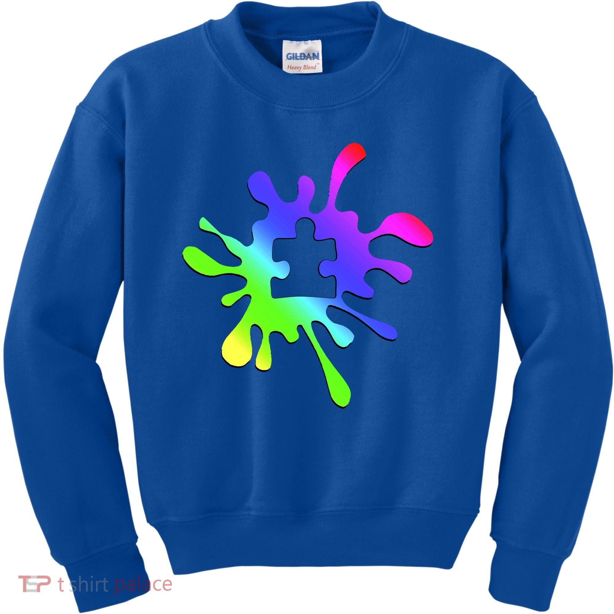 Autism Rainbow Puzzle Splatter  Kids Sweatshirt