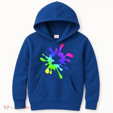 Autism Rainbow Puzzle Splatter  Kids Hoodie