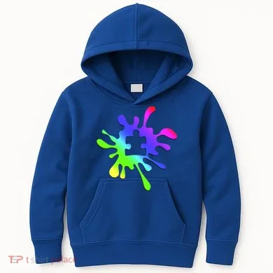 Autism Rainbow Puzzle Splatter  Kids Hoodie