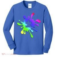 Autism Rainbow Puzzle Splatter  Kids Long Sleeve Shirt thumb 0