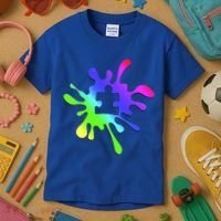 Autism Rainbow Puzzle Splatter  Kids T-Shirt thumb 3