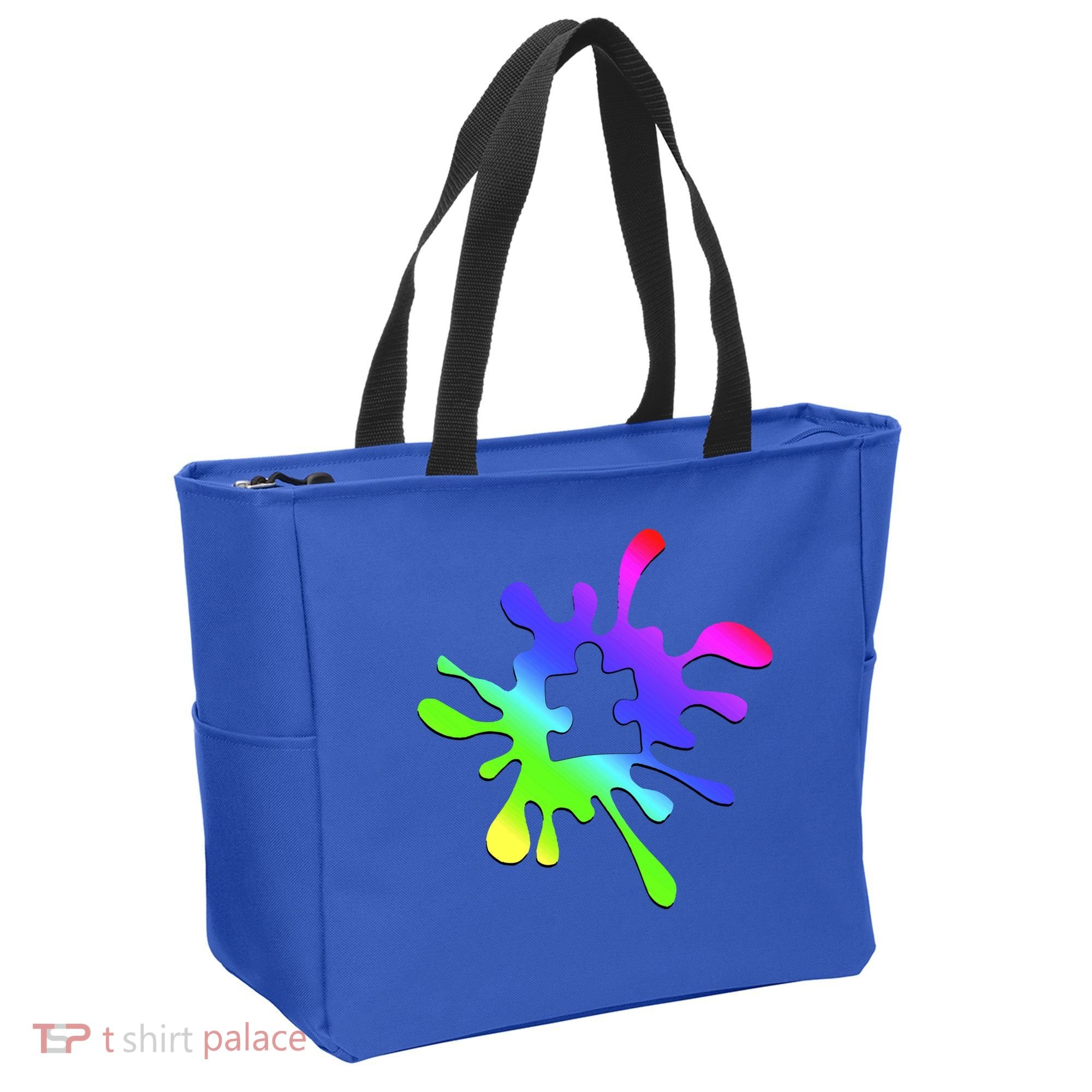 Autism Rainbow Puzzle Splatter  Tote Bag