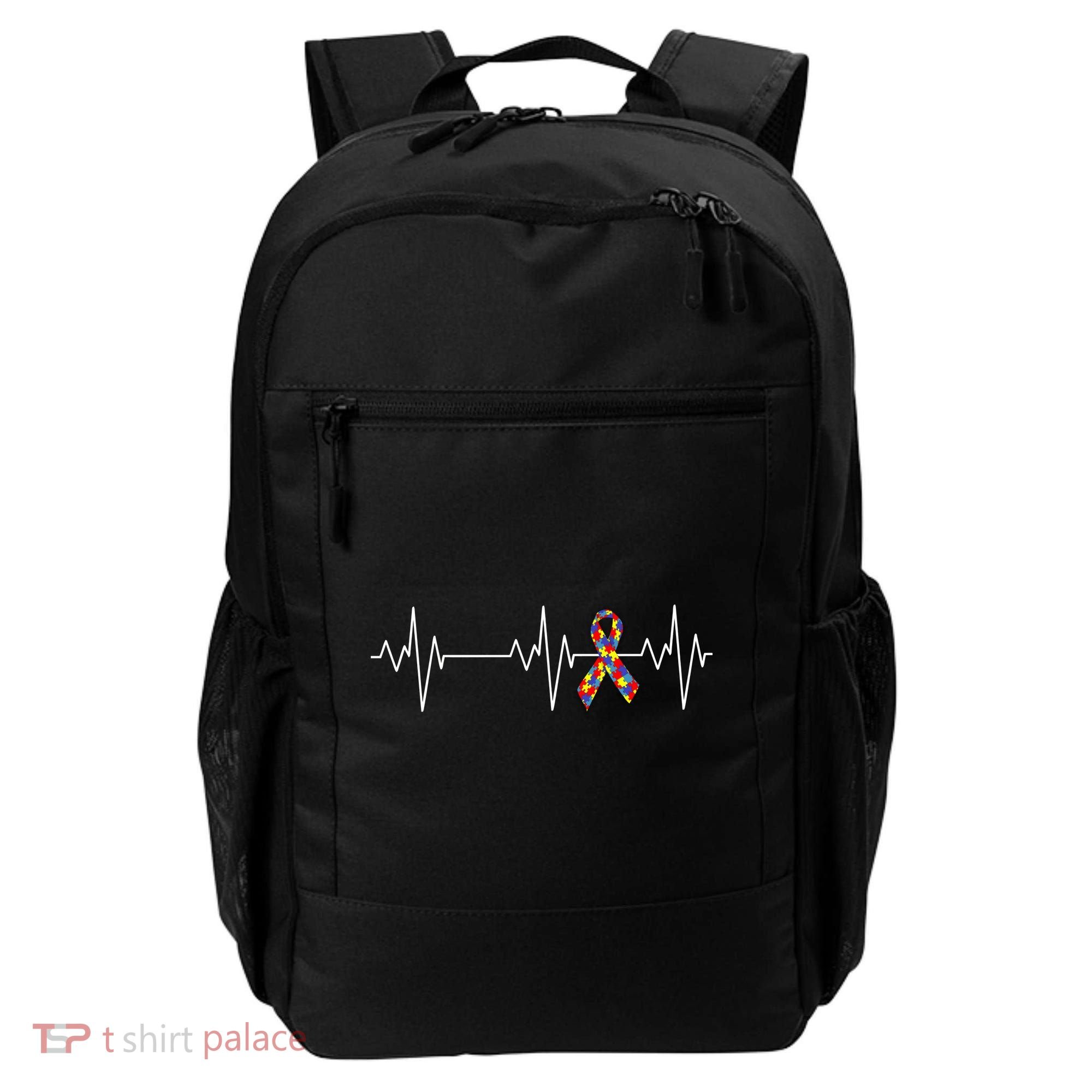 Autism Ribbon Heartbeat Pulse Backpack