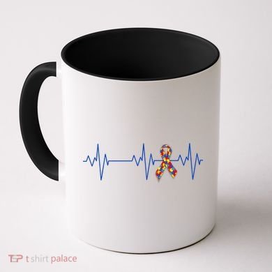 Autism Ribbon Heartbeat Pulse Coffee Mug