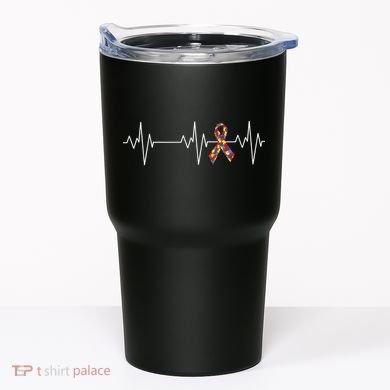 Autism Ribbon Heartbeat Pulse Tumbler
