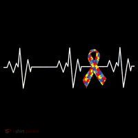 Autism Ribbon Heartbeat Pulse Ornament thumb 1