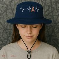 Autism Ribbon Heartbeat Pulse Bucket Hat thumb 3
