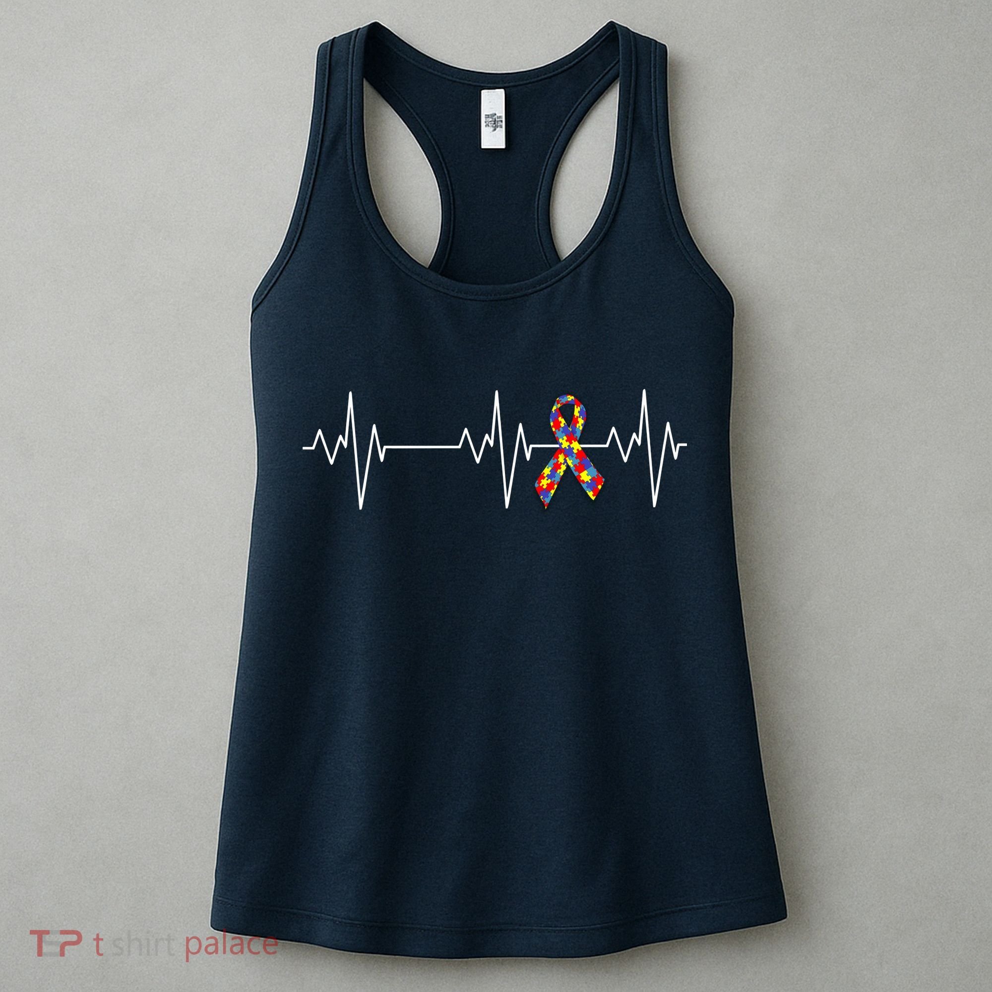 Autism Ribbon Heartbeat Pulse Women's Tank Top
