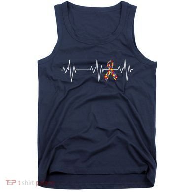 Autism Ribbon Heartbeat Pulse Tank Top