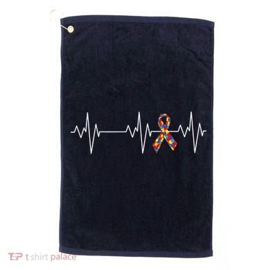Autism Ribbon Heartbeat Pulse Golf Towel