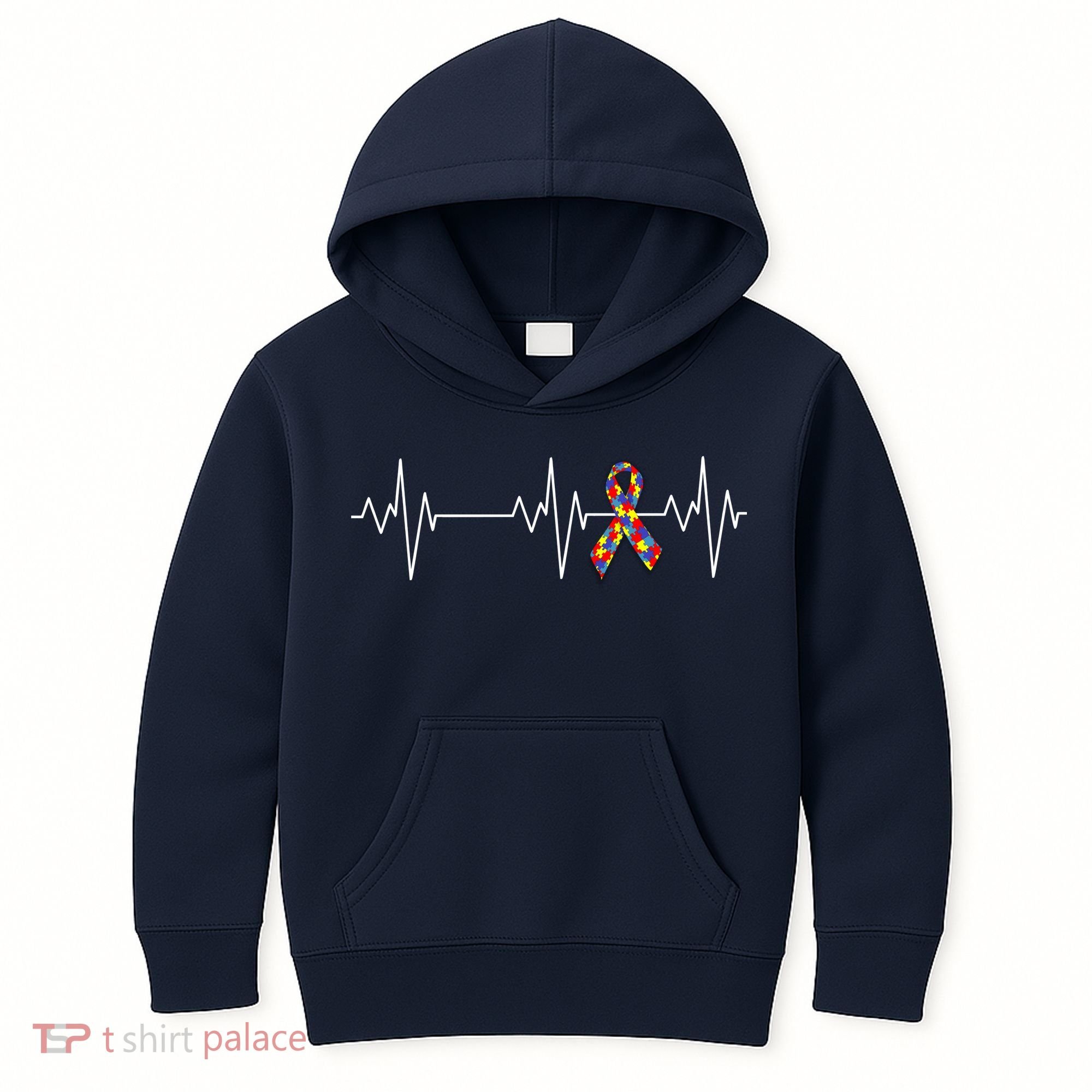 Autism Ribbon Heartbeat Pulse Kids Hoodie