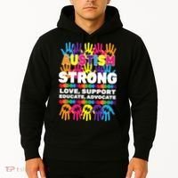 Autism Strong Handprints Love Support Hoodie thumb 2