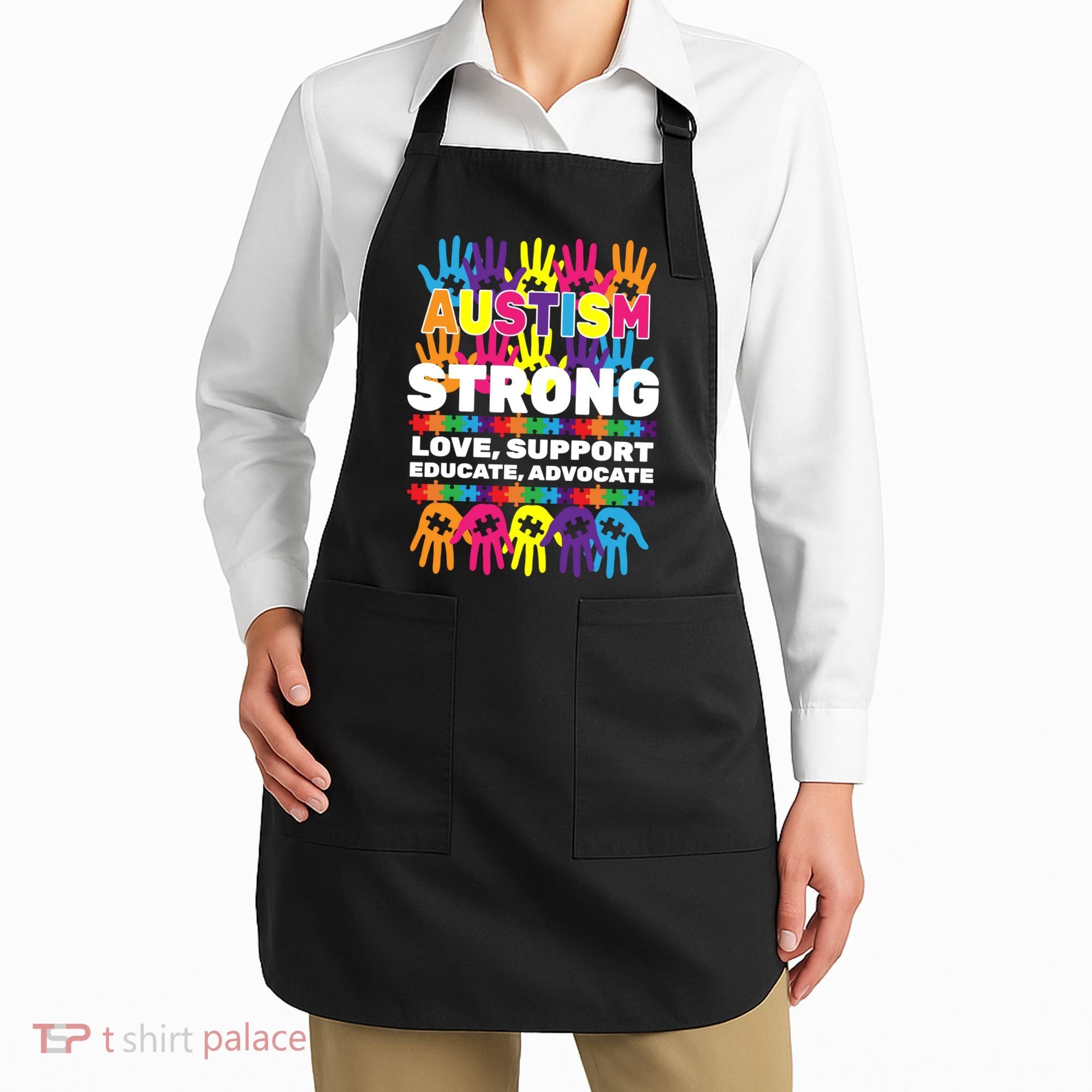 Autism Strong Handprints Love Support Apron