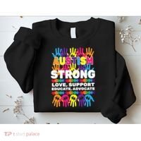 Autism Strong Handprints Love Support Sweatshirt thumb 2