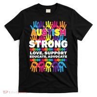 Autism Strong Handprints Love Support T-Shirt thumb 0
