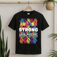 Autism Strong Handprints Love Support T-Shirt thumb 2