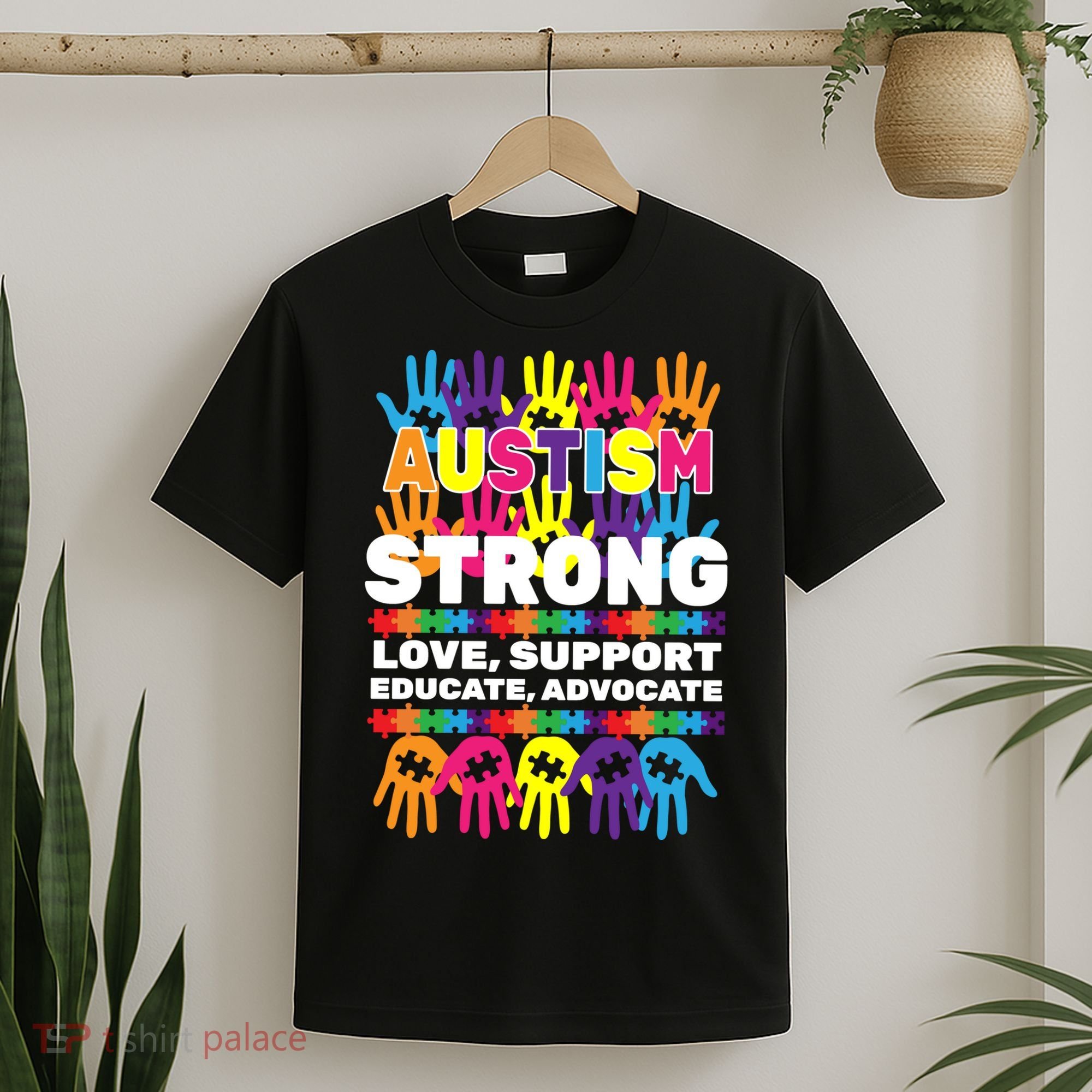 Autism Strong Handprints Love Support T-Shirt