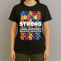 Autism Strong Handprints Love Support T-Shirt thumb 4