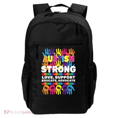 Autism Strong Handprints Love Support Backpack