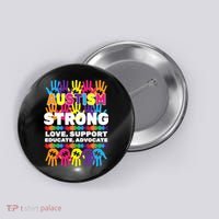 Autism Strong Handprints Love Support Button thumb 0