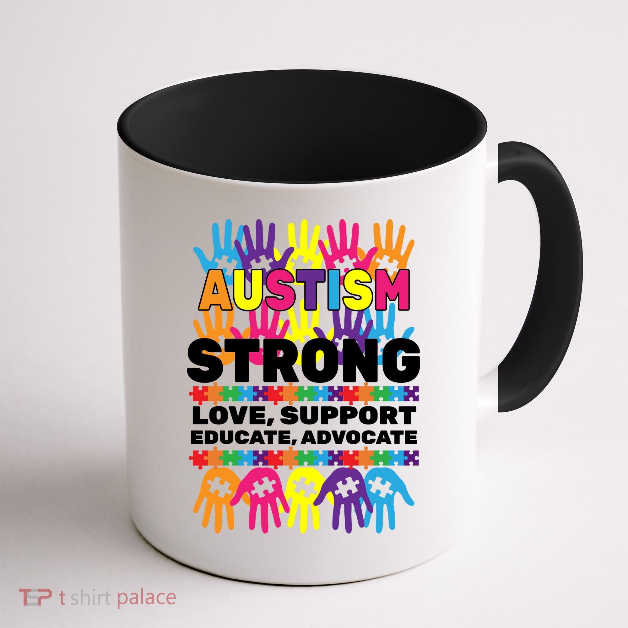 Autism Strong Handprints Love Support Coffee Mug
