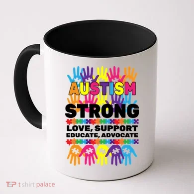 Autism Strong Handprints Love Support Coffee Mug