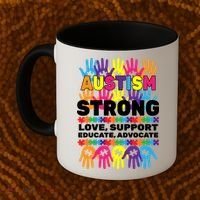 Autism Strong Handprints Love Support Coffee Mug thumb 2