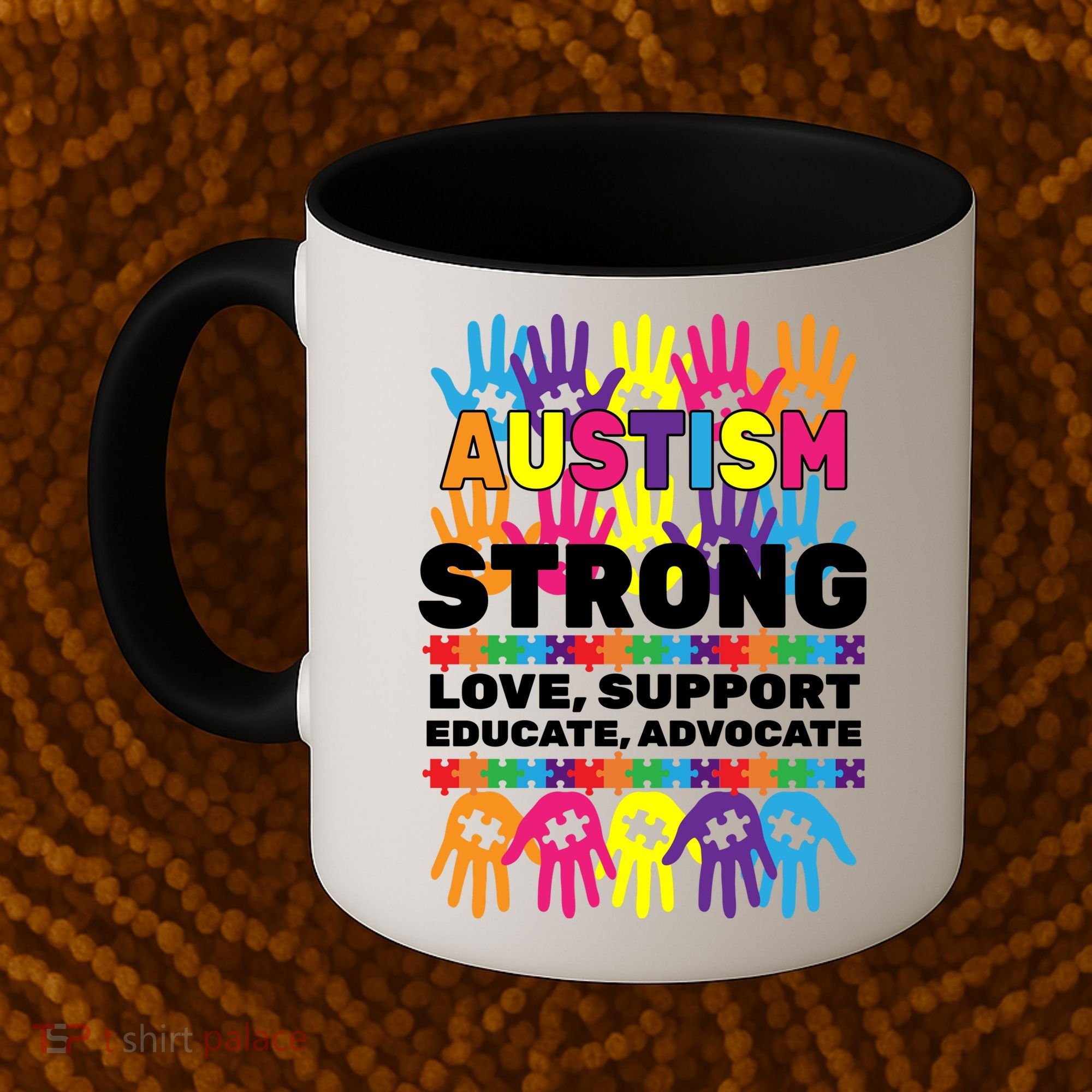 Autism Strong Handprints Love Support Coffee Mug