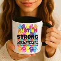 Autism Strong Handprints Love Support Coffee Mug thumb 3