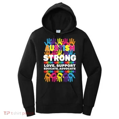 Autism Strong Handprints Love Support Women's Hoodie