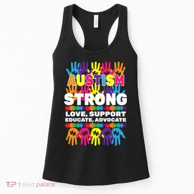Autism Strong Handprints Love Support Women's Tank Top